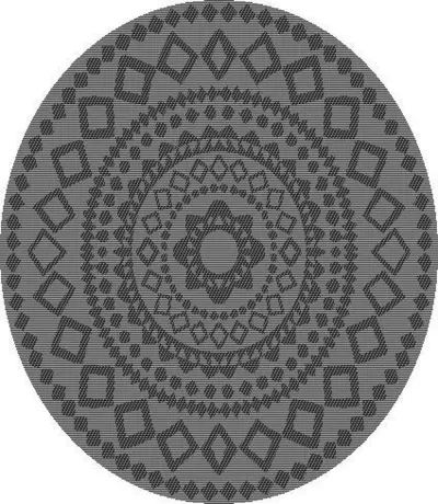 Outdoor round rug, Ornament Night Silver Ø 200 cm.