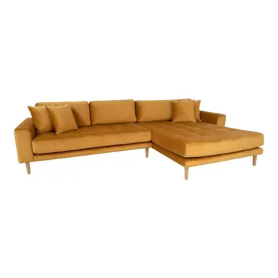 Lido Lounge Sofa - højrevendt i sennepsgul velour