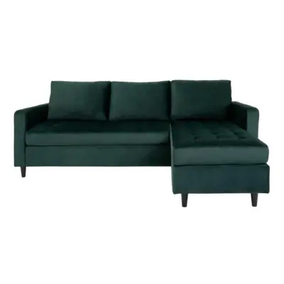 Firenze Sofa, Mørkegrøn velour med sorte ben