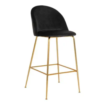 Lausanne black bar stool with brass legs