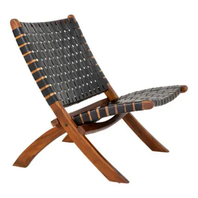 Perugia folding chair black leather
