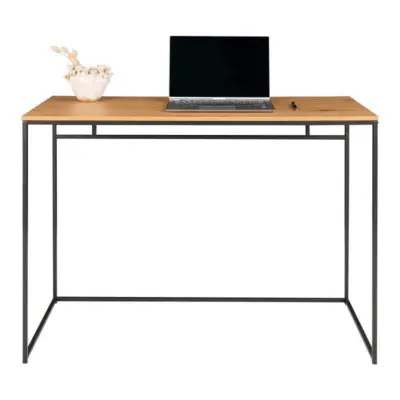 Vita Skrivebord med sort ramme og egetræslook bordplade 