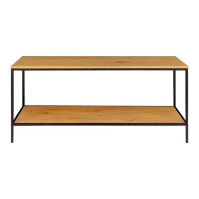 Vita TV bench with black frame and oak look shelves