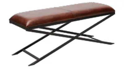 Melissa bench, Iron and leather seat