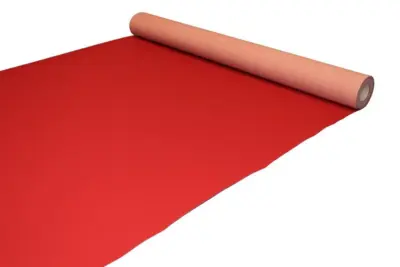 Rødt messetæppe med riller og skumbagside - KAMPAGNE