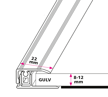 Afslutningsprofil, Multiflex t/dørtrin Ask Lud - LAV 8-12 mm. 