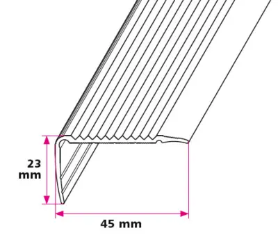 45x23 mm. angle profile with grooves - without holes