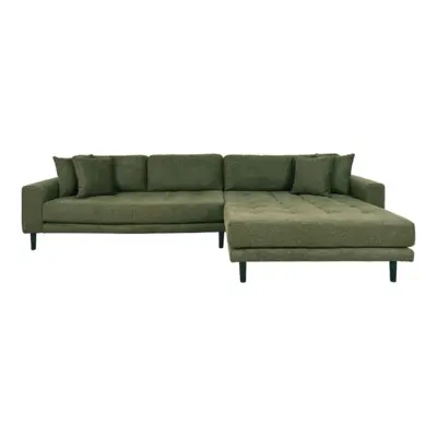 Lido Lounge Sofa - Sofa højrevendt i olivengrøn med fire puder 
