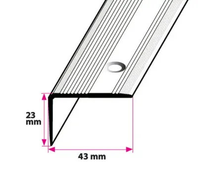 43x23 mm. Angle with grooves - center hole