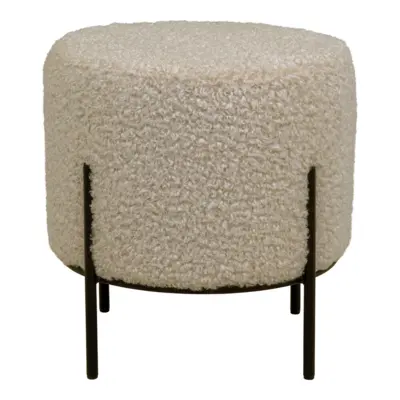 Alford Pouf in grey-brown artificial lambskin