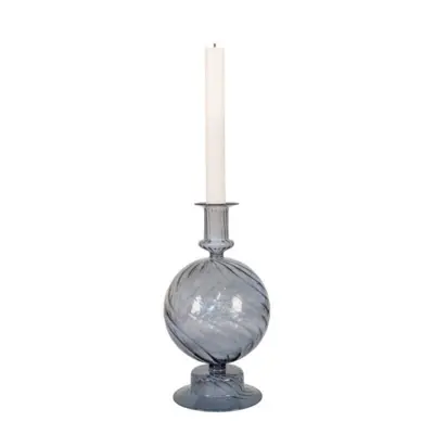 Candlestick in blue mouth-blown