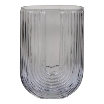 Vase, smoked glas U-form -