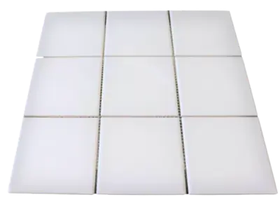 FD Basic hvid blank flise på net 97x97 mm.