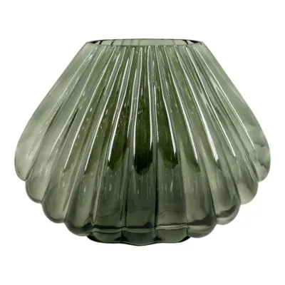Glass vase, Green mouth-blown