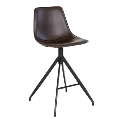 Monaco Counter chair in PU, brown with black legs