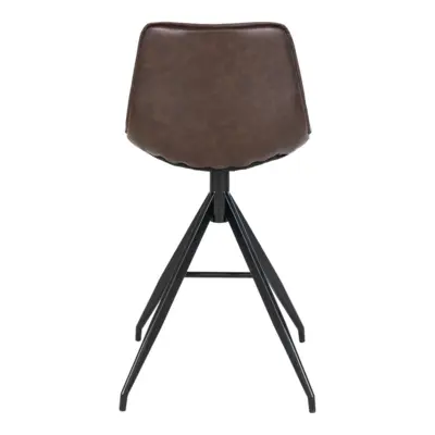 Monaco Counter chair in PU, brown with black legs