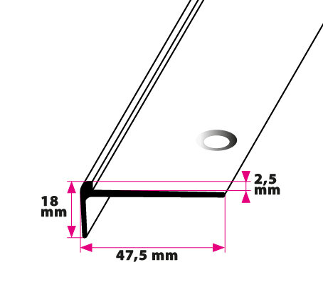 Trappeforkant til 2,5 mm. lille til linoleum midthullet