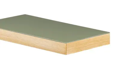 Horn linoleumsbordplade med træ forkant - 4184 Olive