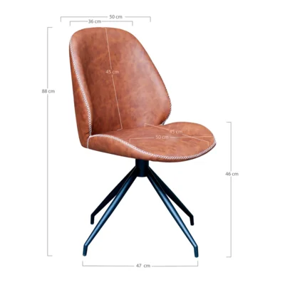 Monte Carlo Spisebordsstol i brun med drejefod - UDSOLGT TIL UGE 22.