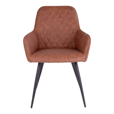 Harbo Spisebordsstol i PU, vintage brun med sorte ben 