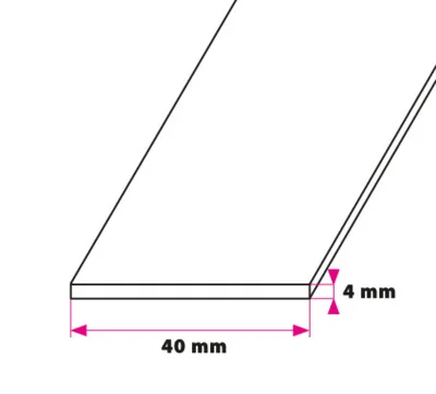 40x4 mm. flad profil - u/huller 