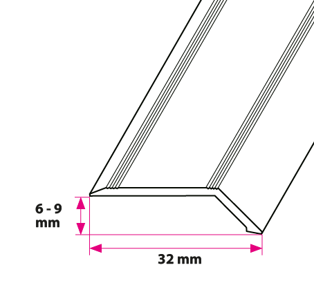 Overgangsprofil, 6-9 mm. med næb u/huller