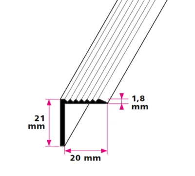 21x21 mm. angle profile - w/holes