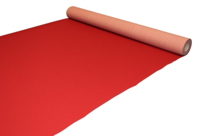Rødt messetæppe med riller og skumbagside - REST 470X200 CM.