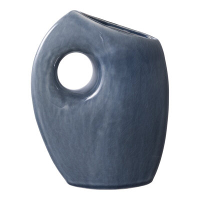 Vase, blå keramik 18 cm. høj