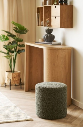 Ejby Puf i grønt teddy-stof