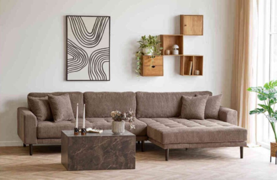 Lido Lounge Sofa, højrevendt i brun fløjl - UDSOLGT TIL UGE 7/2026.