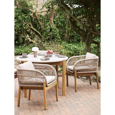 Terracina Spisebordsstol akacietræ med beige hynde