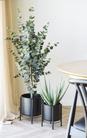 Urtepotte i sort stål