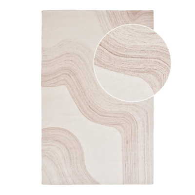 Surat Tæppe. Håndtuftet i lysebrun og råhvid - UDSOLGT TIL UGE 11/2026.