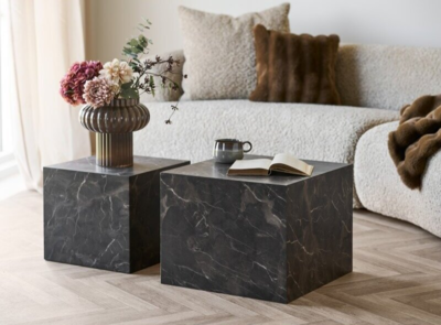 Prague Sofabord, brunt marmor look