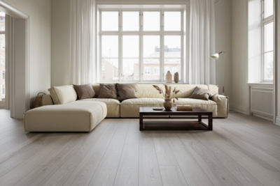 Plankegulv i Ask Rustic, Hvid matlak - RESTPARTI