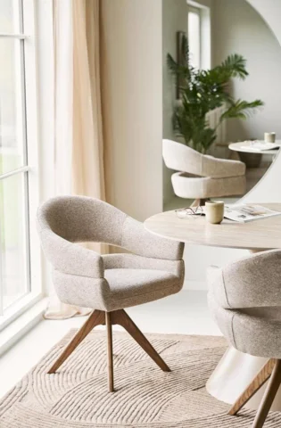 Dover Spisebordsstol sand m. drejefod - UDSOLGT TIL UGE 30