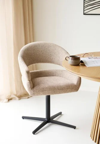 Dover Spisebordsstol sand meleret m. sort drejefod