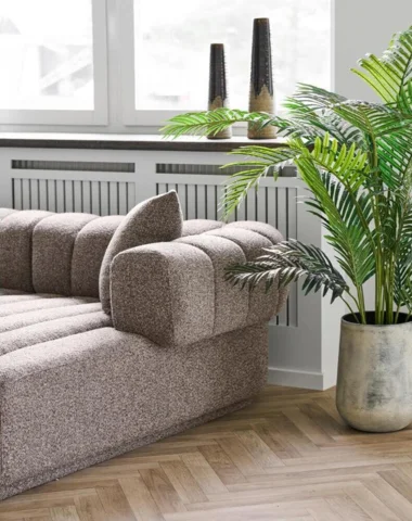 Aurora Loungesofa, Brun og højrevendt med 3 puder