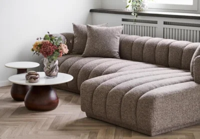 Aurora Loungesofa, Brun og højrevendt med 3 puder