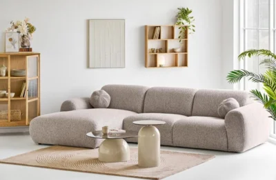 Clyde Loungesofa, Sten-grå venstrevendt og med 2 puder