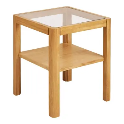 Lourmarin Hjørnebord, egefiner og hærdet glas