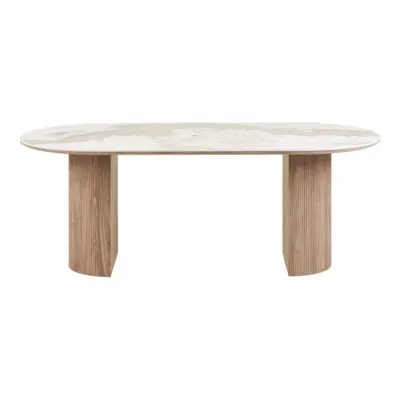 Athens Spisebord, keramik bordplade i hvid og brun, 210 mm - UDSOLGT TIL UGE 21