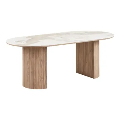 Athens Spisebord, keramik bordplade i hvid og brun, 210 mm - UDSOLGT TIL UGE 21