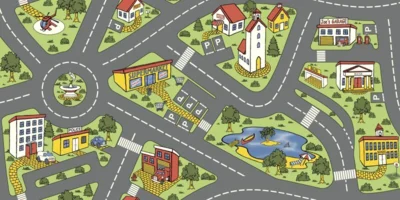 Artifact Vinylgulv til Børneværelset - Traffic Bilbaner - REST 460X400 CM.