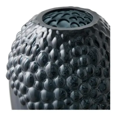 Mundblæst vase i mørkegråt glas