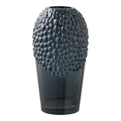 Mundblæst vase i mørkegråt glas