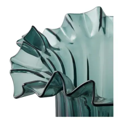Mundblæst vase i mørkegrønt glas