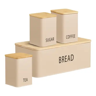 Tula Brødkasse i metal og bambus - Sæt á 4 stk.