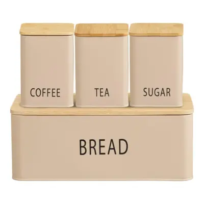 Tula Brødkasse i metal og bambus - Sæt á 4 stk.